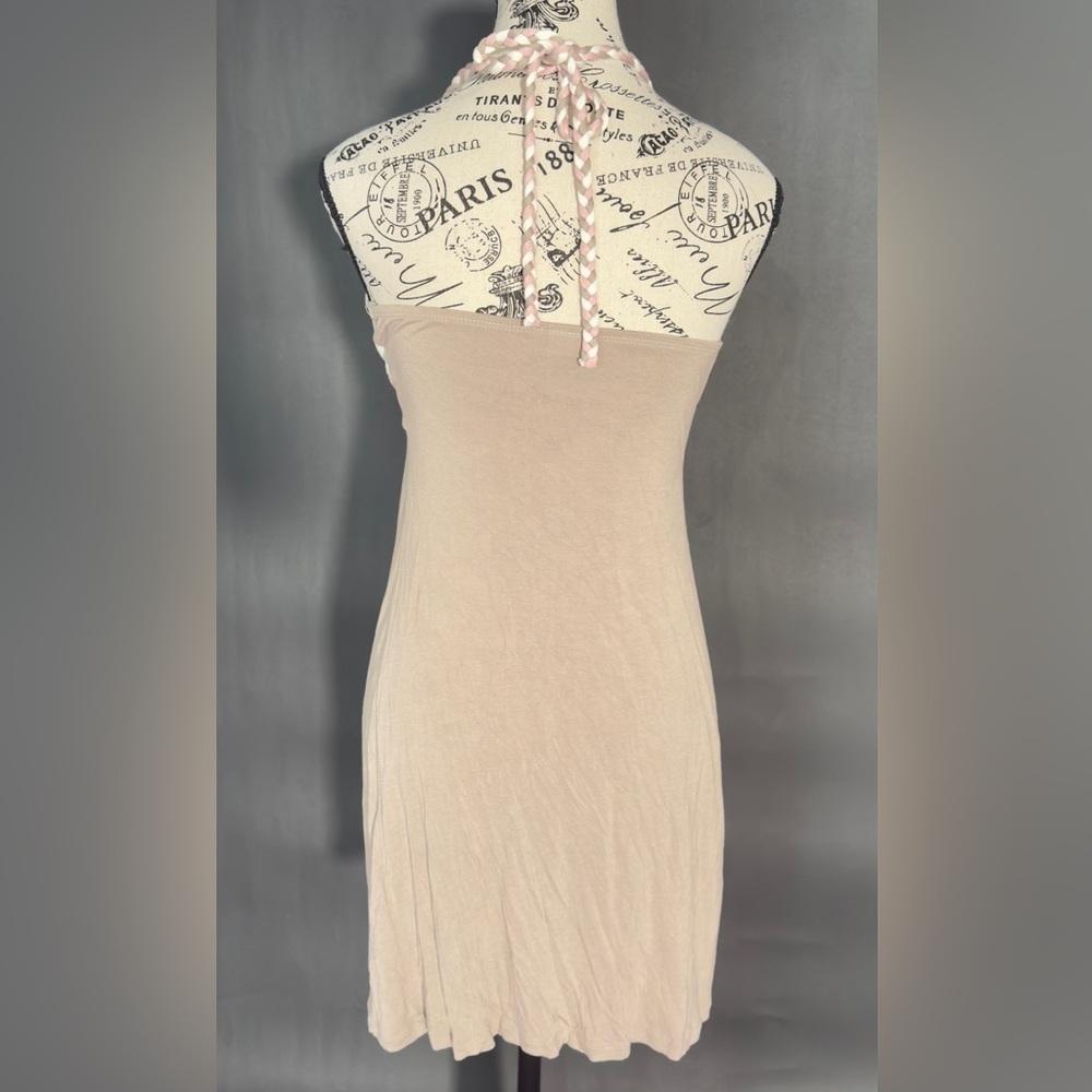 Lascana Stylish Halter Dress in Cream and Pink. Size 6 - Picture 4 of 5